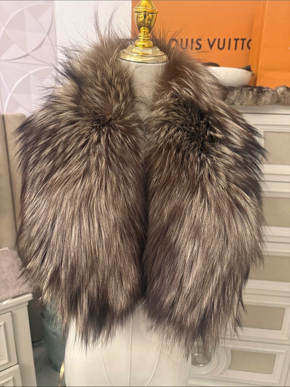 Real fox fur thick collar